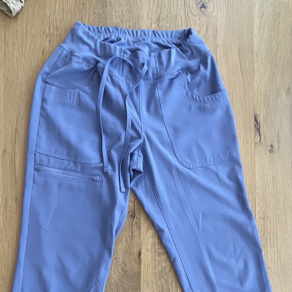 HeartSoul Women's Blue Solid Medical Scrub Jogger Pants XS HS030 Poly Spandex
